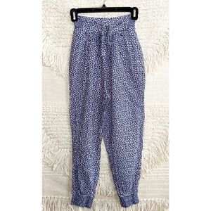 REBECCA TAYLOR La Vie blue and white floral smocked jogger pants XS